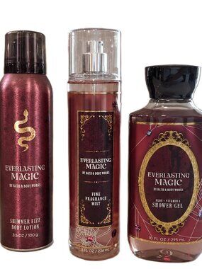 3 pc Bath & Body Works Everlasting Magic Shimmer Body Lotion, Shower Gel, Mist